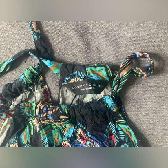 90s maxi halter neck dress in peacock print - Picture 2 of 5